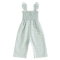 Baby Girls Green Short Flutter Sleeves Smocked Cotton Jumpsuit