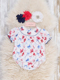 Patriotic Bow Delight Smocked Bubble Rompe