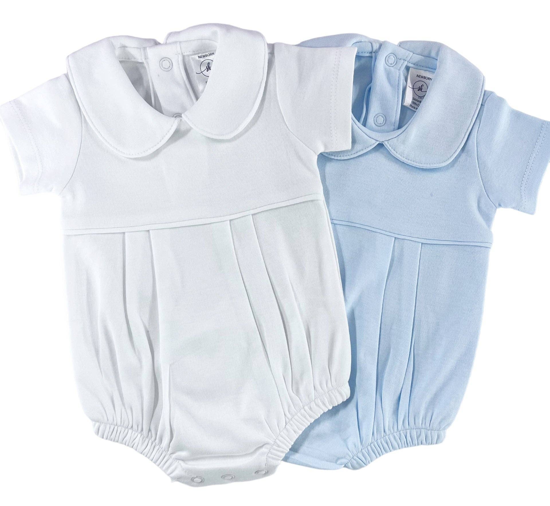 Short Sleeve Light Blue Pleated Bubble