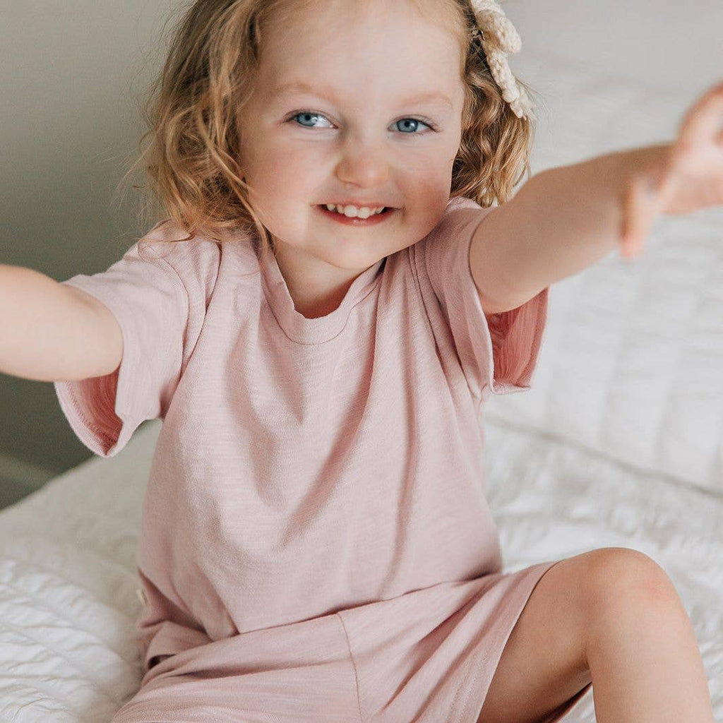 Organic Cotton T-Shirt & Short Set: Pink