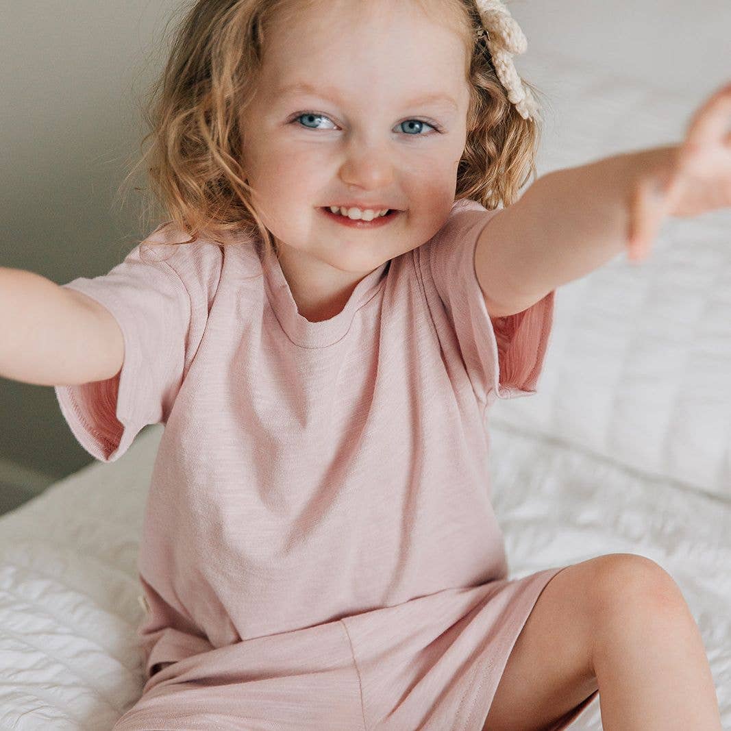 Organic Cotton T-Shirt & Short Set: Pink