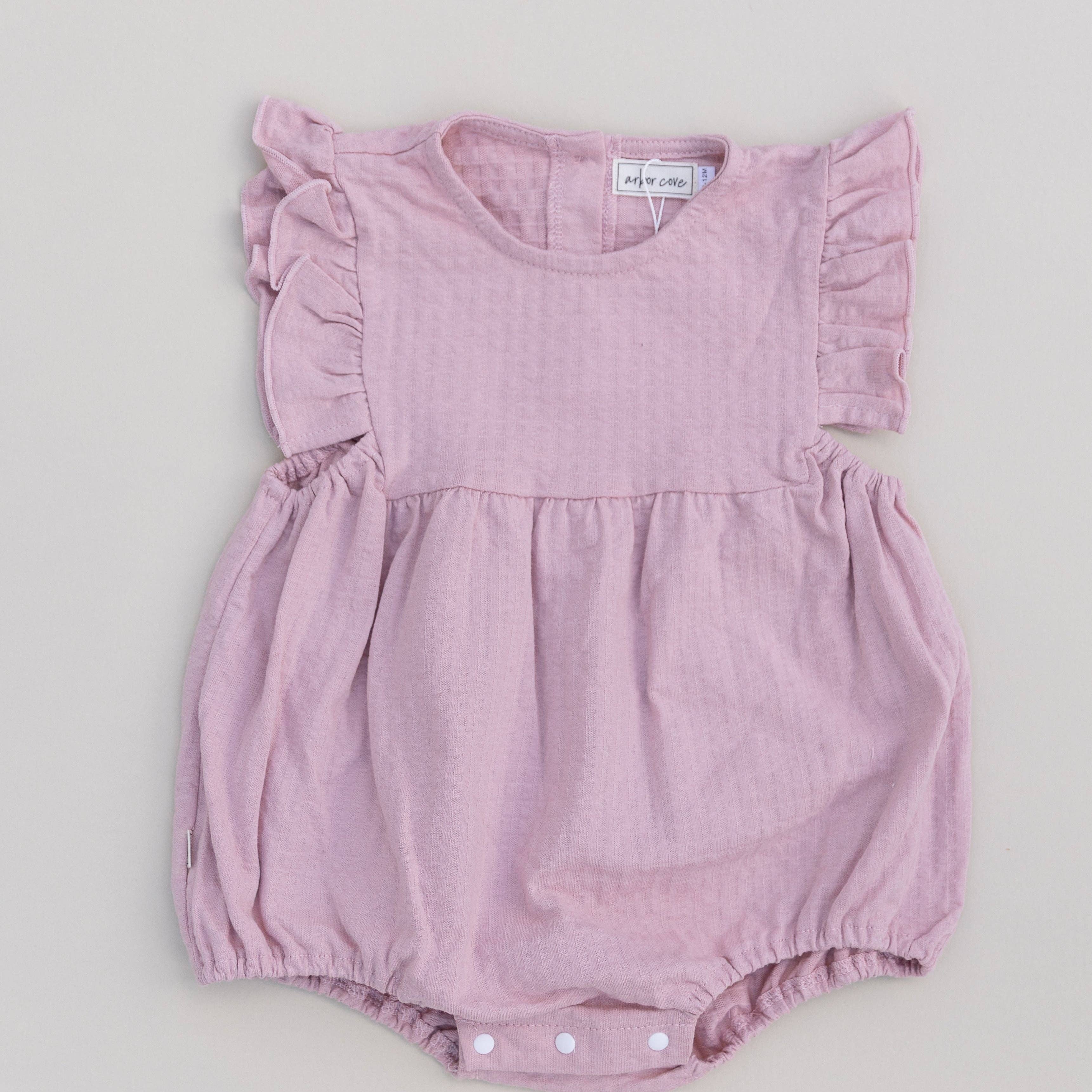 Ruffled Bubble Onesie: Pink
